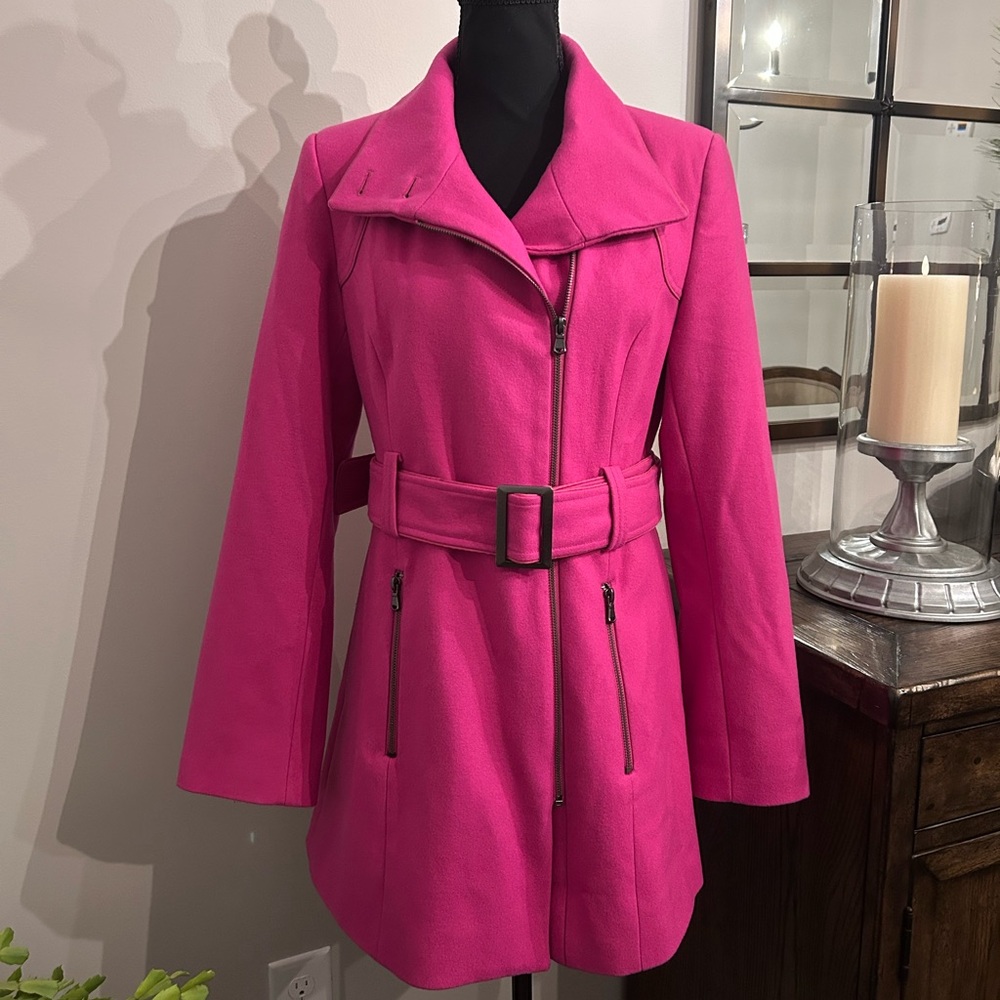 Jones New York hot pink wool blend coat
